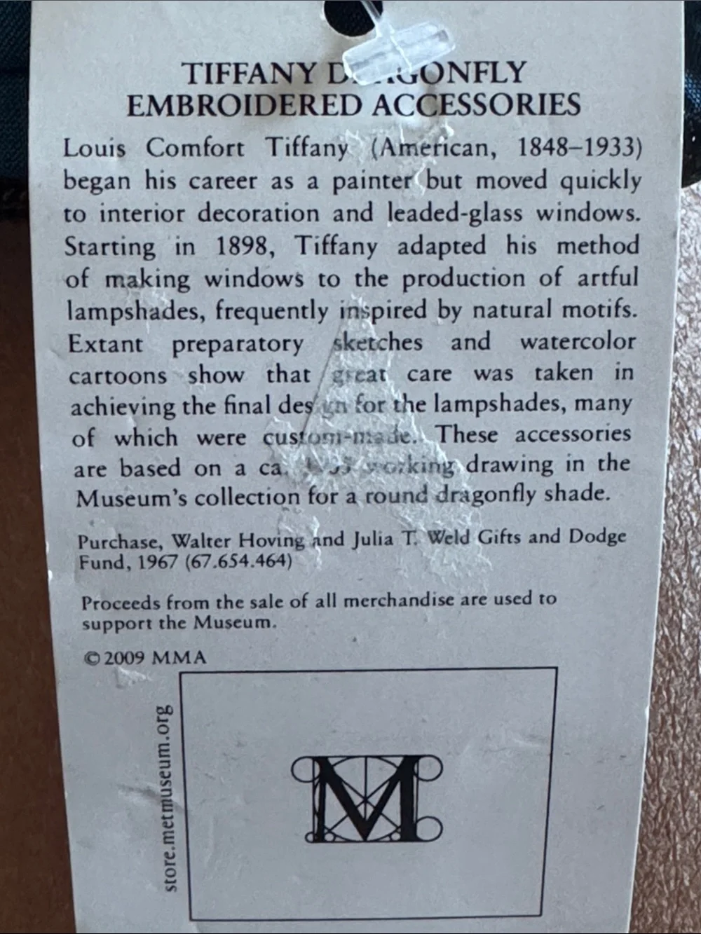 Metropolitan museum of Art Embroidered Teal Dragonfly Cosmetic Pouch